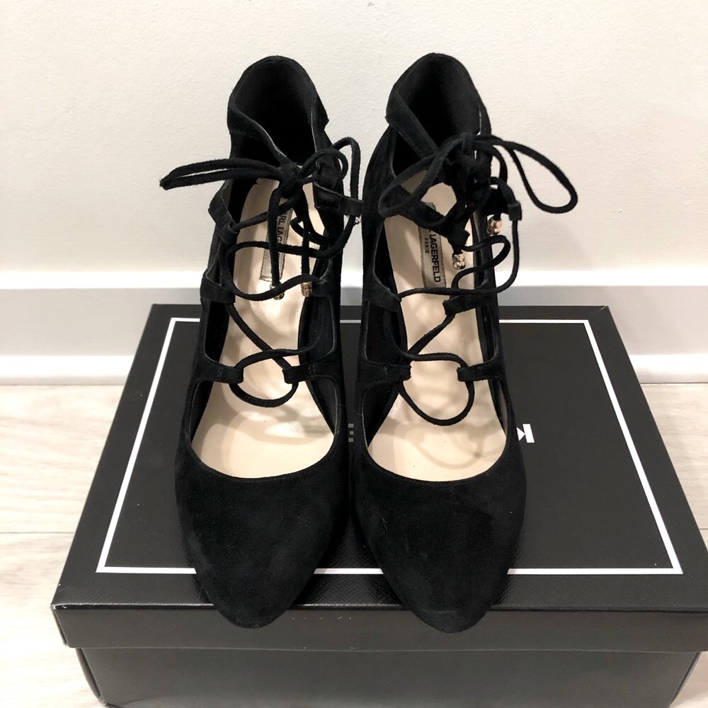 Karl Lagerfeld, Jasmin, black suede pumps